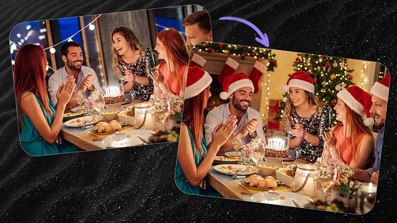 Weihnachtsmütze zu Foto hinzufügen