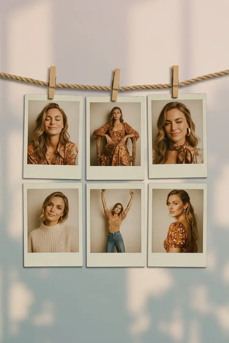 6 vintage Polaroid photos
