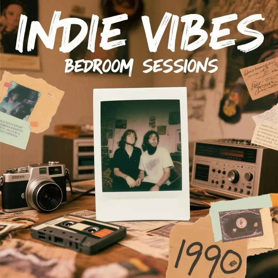 90s album cover example - Create a high-quality 90s indie rock album cover f...