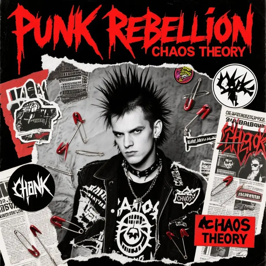 90s album cover example - Create a high-quality 90s punk rock album cover fo...