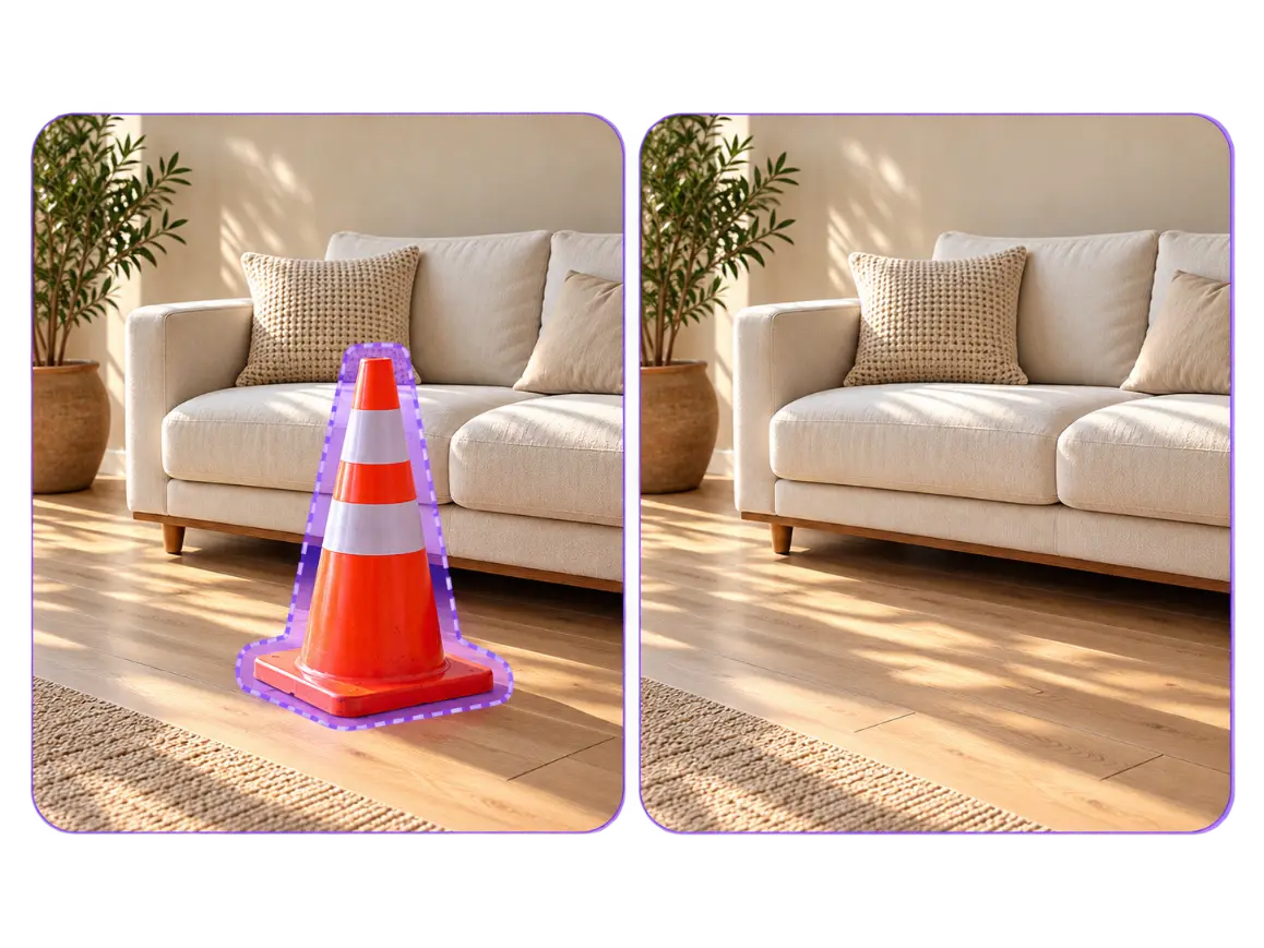 Unwanted object removed from a photo with Mixinflow