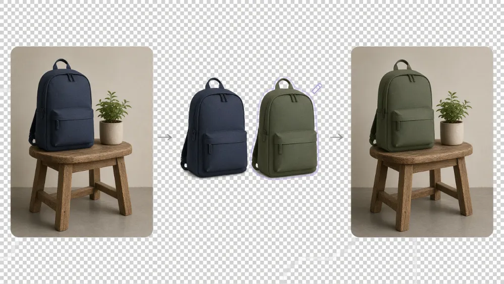 Backpack isolated as a transparent layer for a focused color edit