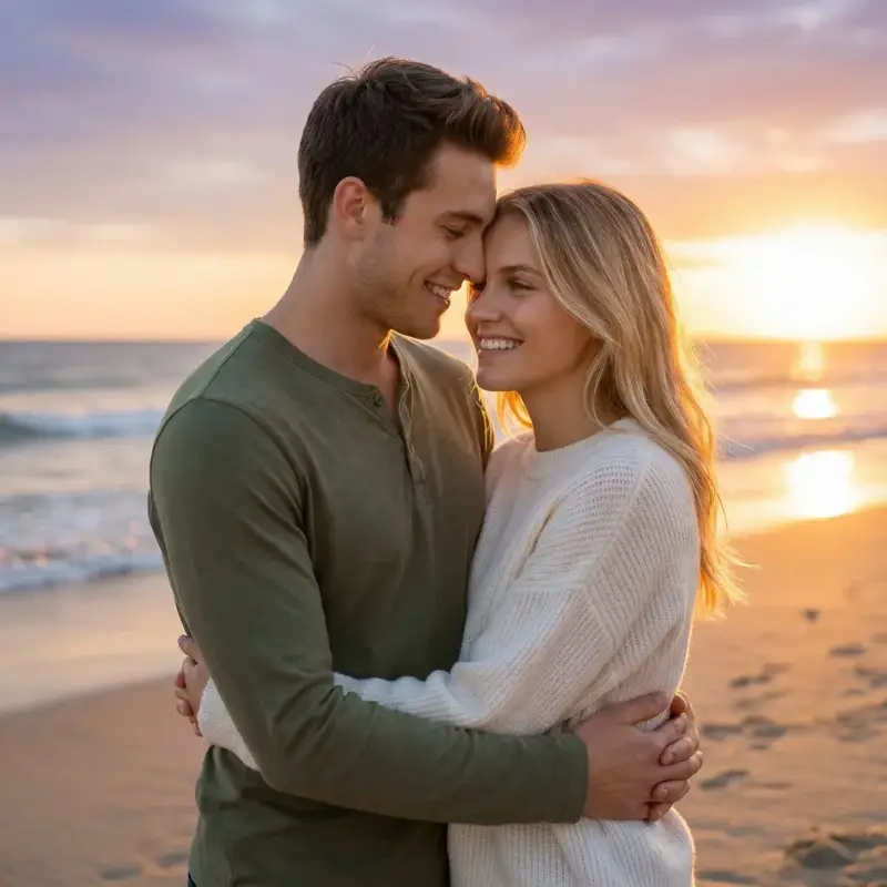 Golden Hour Beach Embrace