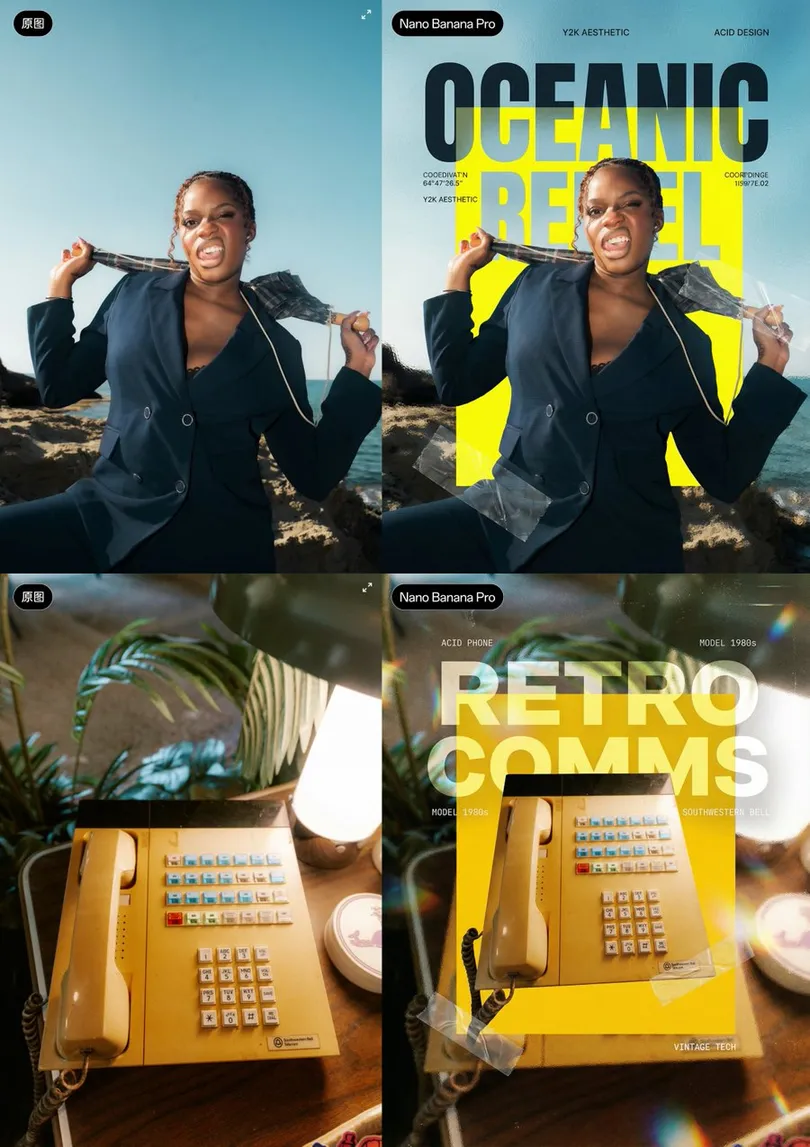 请分析我上传的这张照片，并将其转换成一张现代风格的平面设计海报。请按以下步骤操作：
主体处理：首先，将主体从原始背景中精确地抠出来，作为海报的核心主体。
背景改造：将原始背景替换为一个抽象的、具有毛玻璃质感的背景。这个新背景应该保留原背景的色调倾向（比如绿色和棕色），但要完全模糊掉具体细节。
核心构图：
在主体的后面，添加一个醒目的纯色矩形色块。色块的颜色请从照片上最亮的颜色中提取。
添加与照片主体内容相关的主标题文字，使用一种粗大的、有设计感的无衬线字体。最关键的是，将这个标题图层放置在主体的后面，形成主体遮挡文字的空间感。
细节添加：
在画面的不同位置，添加一些与画面内容相关的小号的、信息性的文字，以创造视觉层次。
在花茎的底部，添加一些模拟透明胶带的素材，让花朵看起来像是被贴在海报上一样，增加真实感和拼贴感。
风格统一：最后，确保整个海报的风格是Y2K美学或酸性设计，画面具有丰富的纹理和层次感。让标题和色块与背景的玻璃质感有一些透明度的融合，使整体看起来更协调。