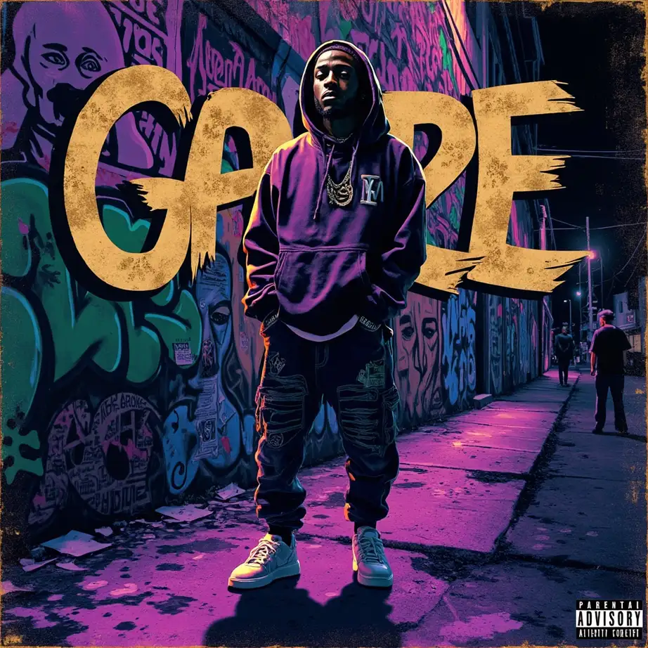 Rap album cover example - Create a high-quality hip-hop album cover in a 1:1...