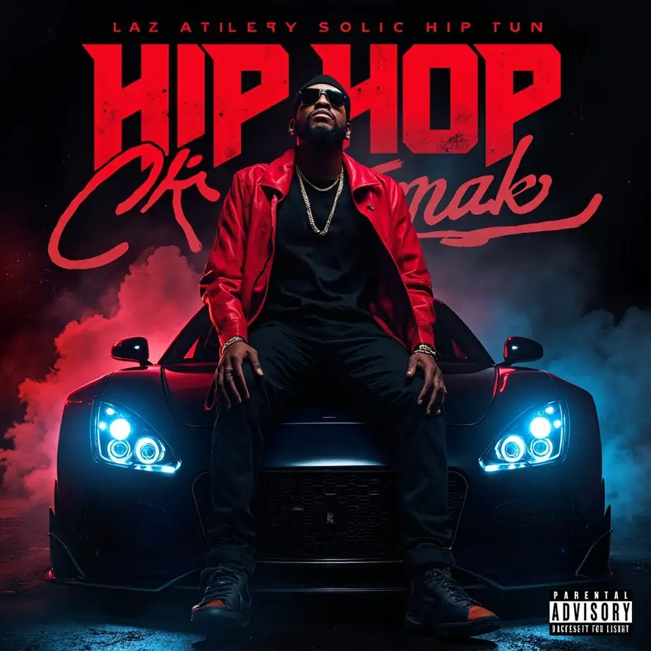 Rap album cover example - Create a high-quality hip-hop album cover, featuri...