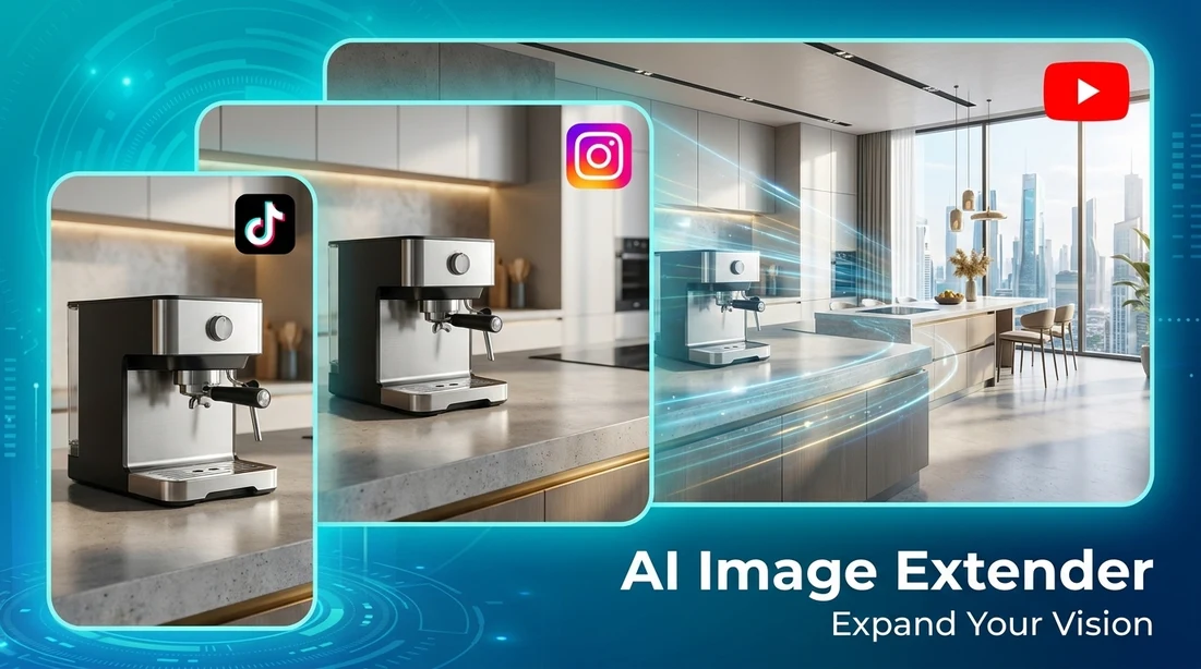 Social media visual extended into a new aspect ratio with Mixinflow.