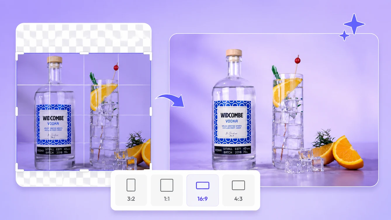 Preview showing how AI image extender adds new space around a source image.