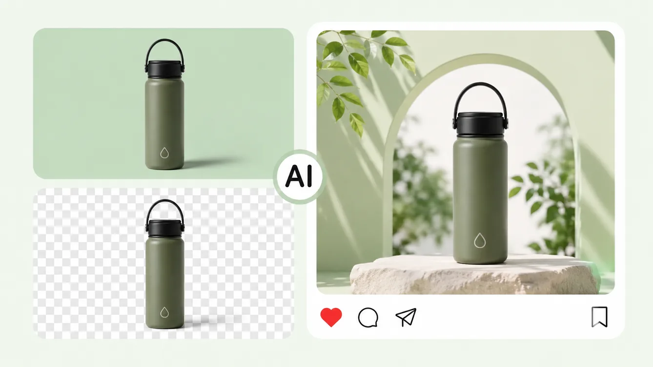 Product image with a changed scene and editing controls.