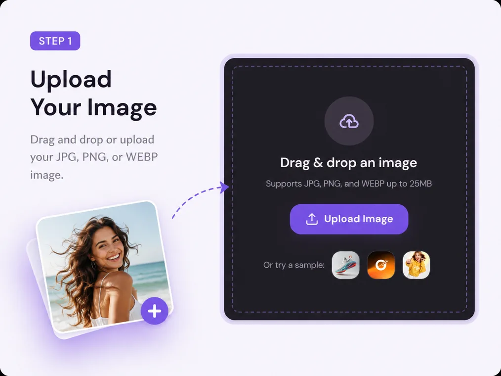 Upload the original image to start the background change workflow.