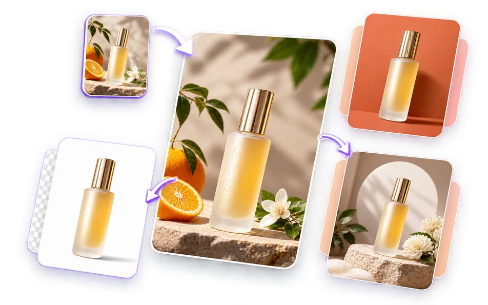 Product image workflow showing a bag isolated and placed on a clean background.