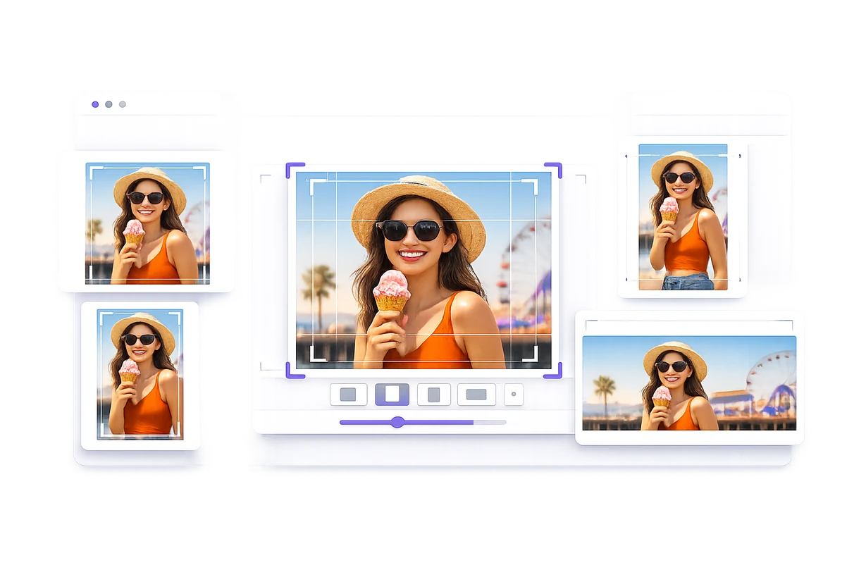 Social media image sizing workflow for a photo resizer page.